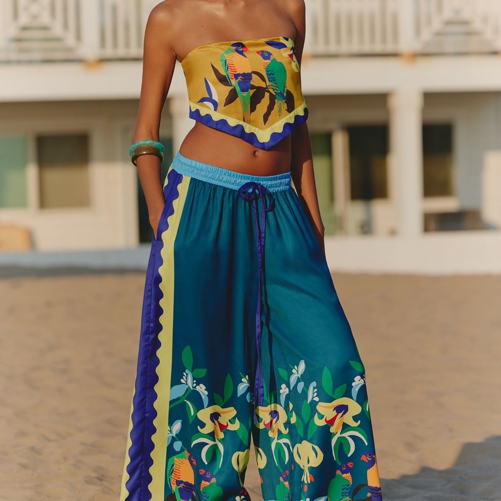 Anthropologie Celandine NWT strapless top size XL and wide leg pant size M